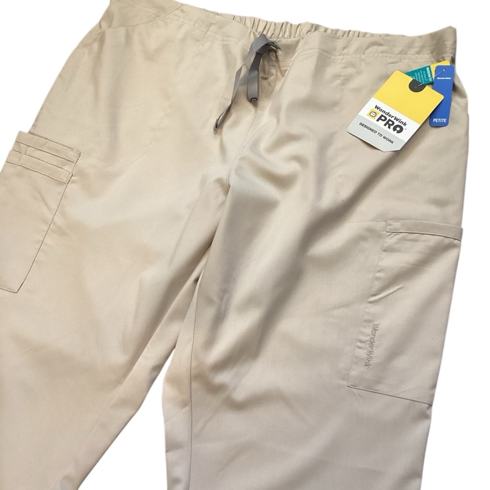 WonderWink Pro Women's Flare Leg Cargo Pant Khaki Color XL Petite NEW Style 5319 - Picture 3 of 15